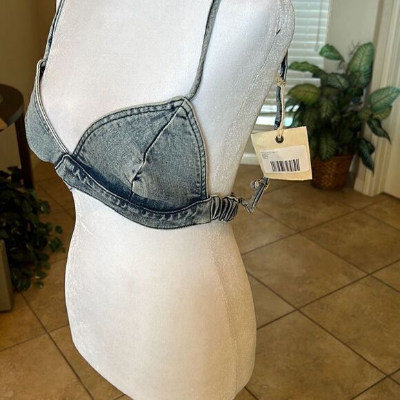 Ser.o.ya Revolve Sorrento Womens Medium Blue Denim Bra Bralette Adjustable NWT - Picture 7 of 7